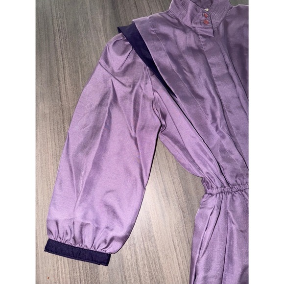 Vintage Joan Sparks for Daniel Barrett Purple Midi Dress 80s ILGWU Made USA G2 - Picture 6 of 13